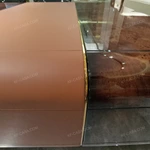Luxury Rectangular Coffee Table Featuring Premium Wood Veneer with Central Leather Inlay Accent for Sophisticated Interiors